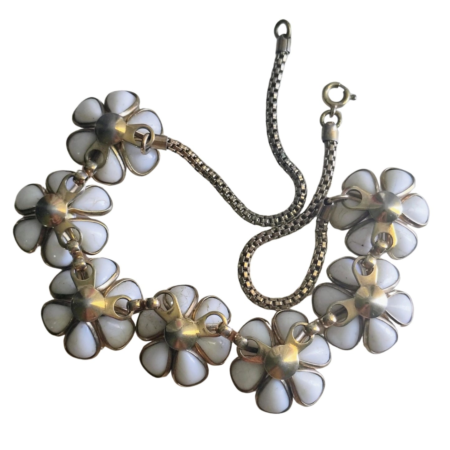 40s Crown Trifari Blossomtime Milk Glass Pearl Floral Choker Necklace [Vintage]