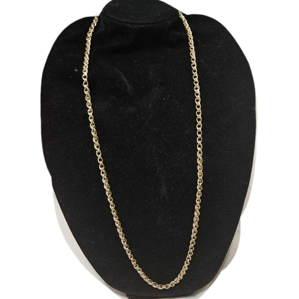 30s 40s Crown Trifari Gold Long Chain Link Opera Length Statement Necklace