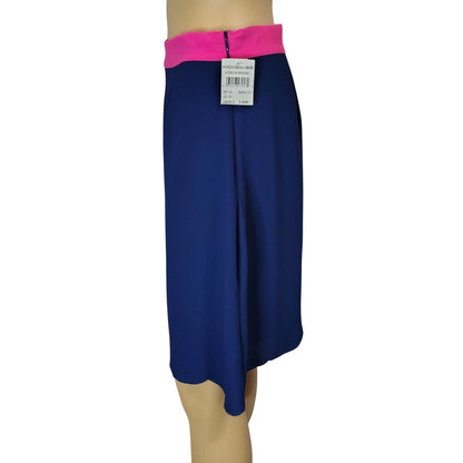 Blue Skirt Hot Pink Waistband Side Zipper Scalloped Hem by Gibson Size Medium