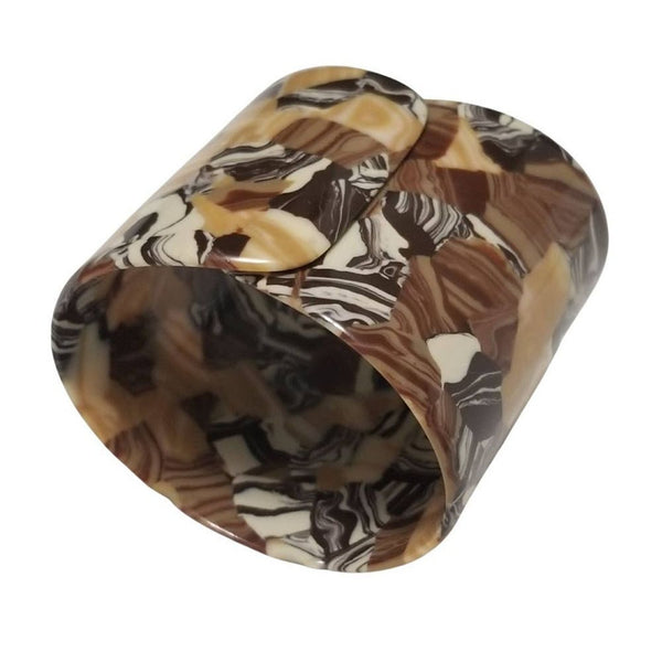 VINTAGE Marbled Brown Resin Cuff Bracelet Size XS New Without Tags