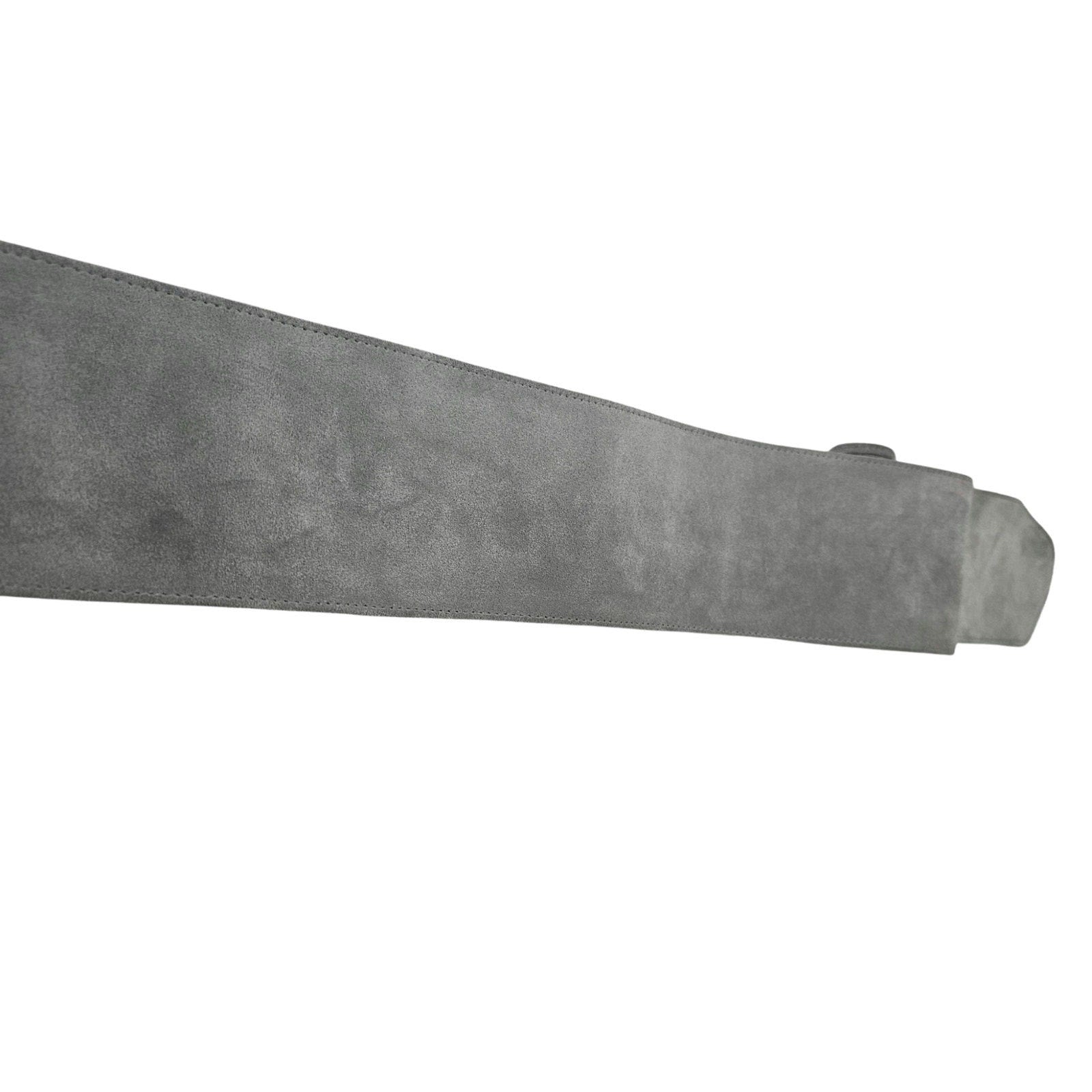 Avignon Genuine Leather Gray Suede Wide Cinching Belt Gold Pull Through Buckle [Vintage]