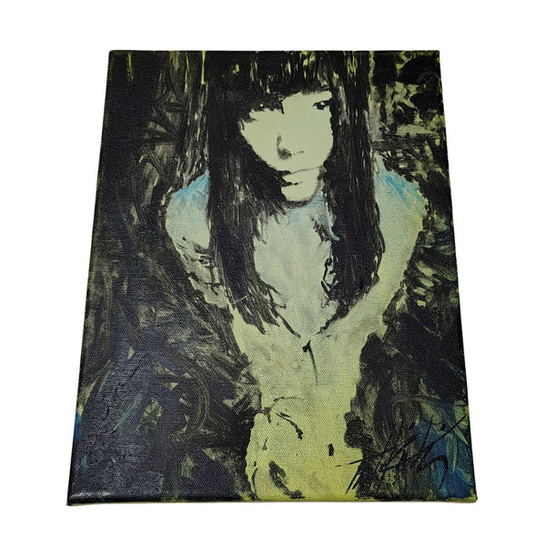 Bjork Hand Painted Canvas 12x9in Black Green Blue Arizona Local Art 2012 [Vintage]