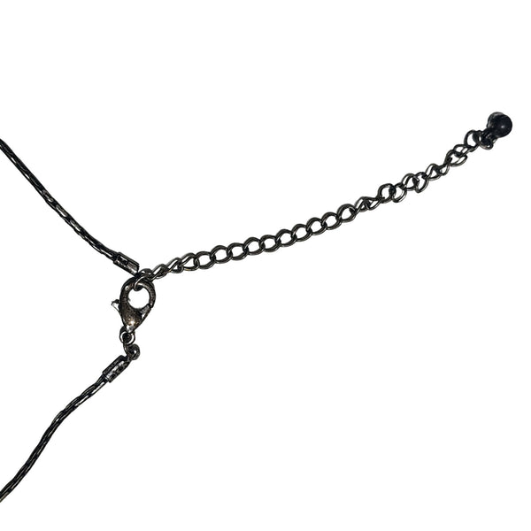 1980s Red Enamel Square Y Style Tear Drop Dangling Statement Silver Necklace