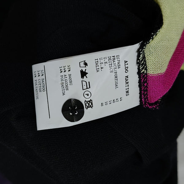 aldomartins Slightly Sheer Abstract Art Contrasted By Black Sheer Sleeves Size M