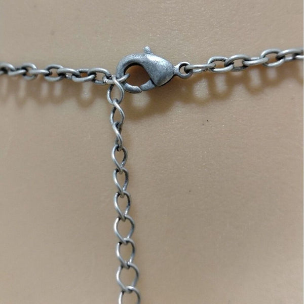 Vintage Floral Bird Heart Charm Necklace Silver Tone Chain Link 19 Inch