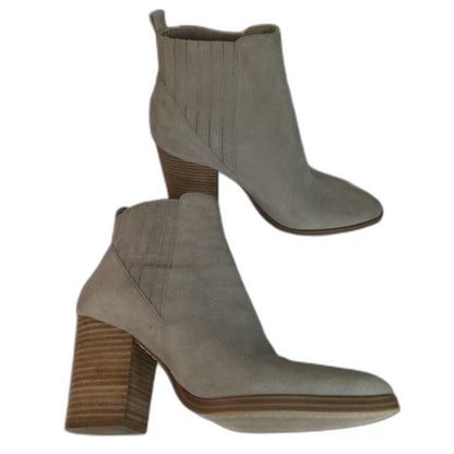 Marc Fisher Alva Taupe Suede Pull On Bootie Ankle Height Pointed Toe Size 8.5
