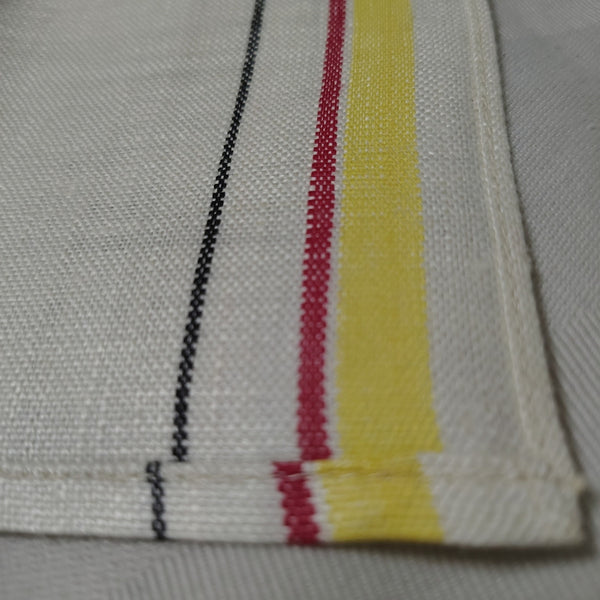 40s 50s Pure Linen Striped Tea Towel Unused French Kitchen Towel New Without Tag