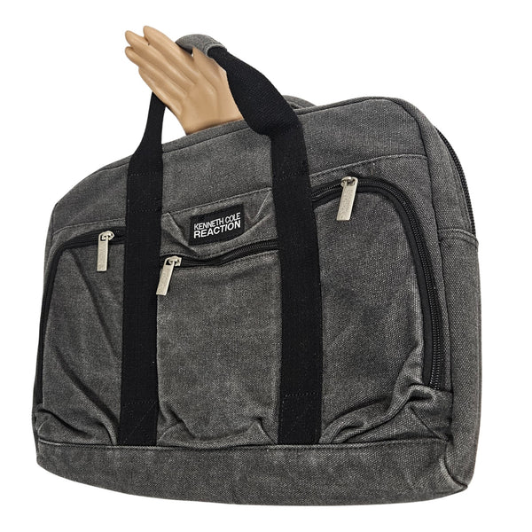 Gray Canvas Satchel Laptop Bag Kenneth Cole Reaction Camouflage Lining
