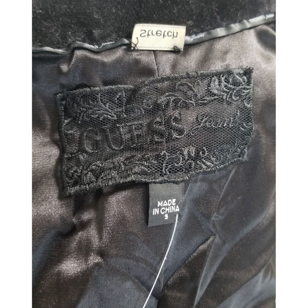 Velvet Lapel Fitted Single Breast Guess Tuxedo Jacket Back Split Size Small [VINTAGE]