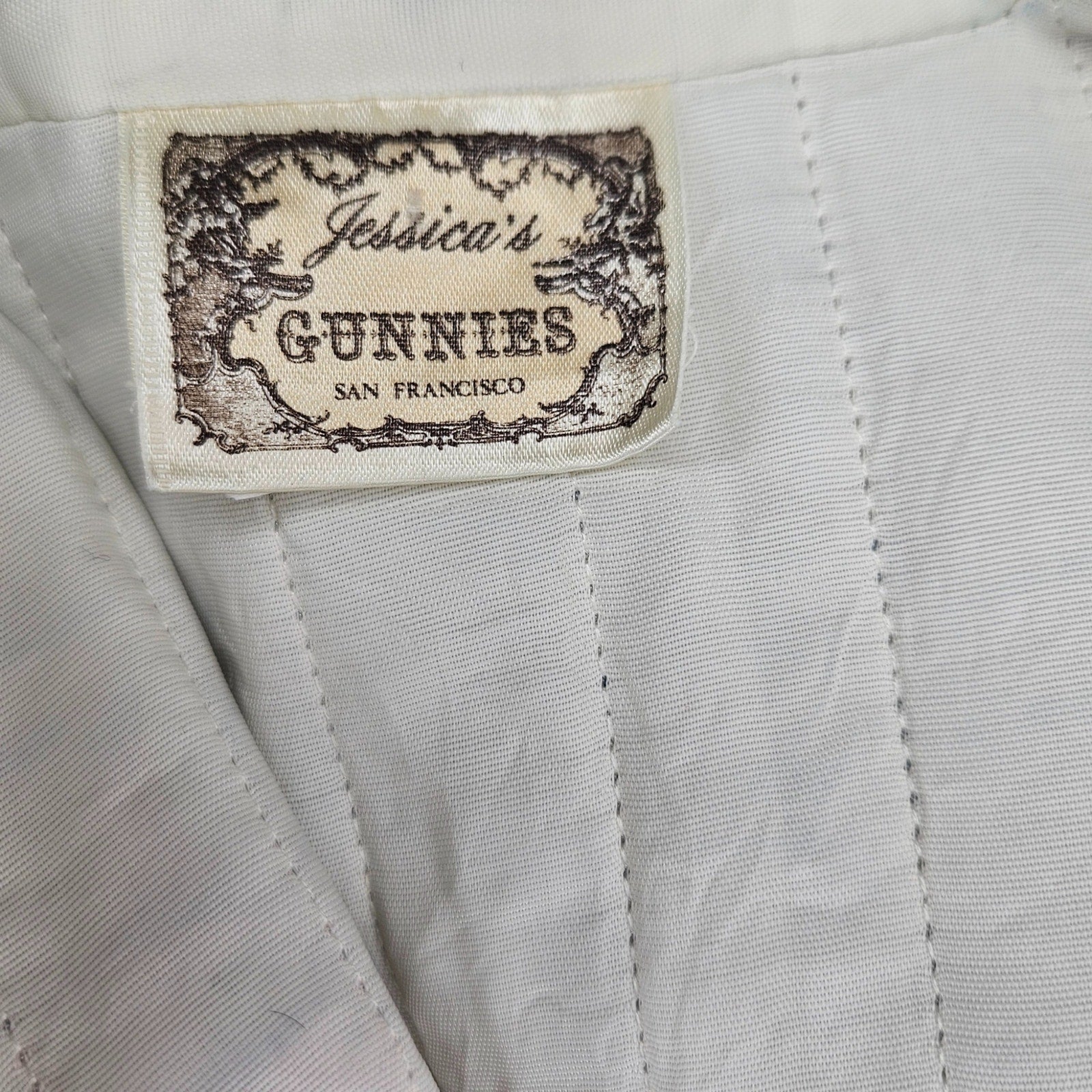 1970s Jessicas Gunnies Blue White Floral Quilted Blazer San Francisco Size Small