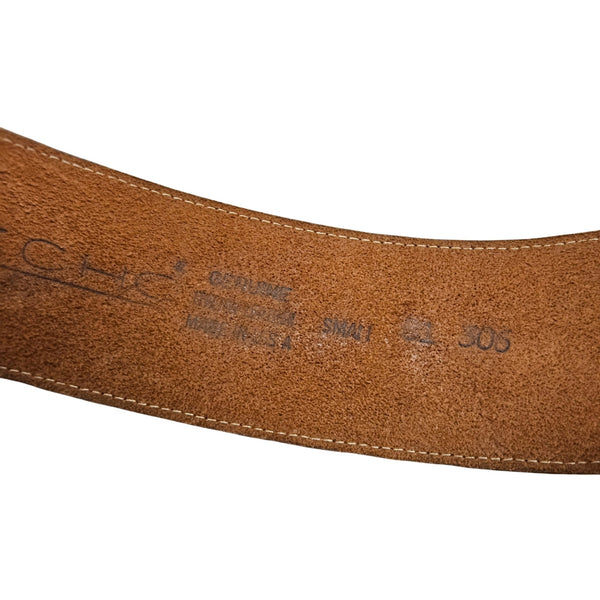 Brown Echo Belt Genuine Leather Wide Peg Pull Through Buckle Vintage Size Small