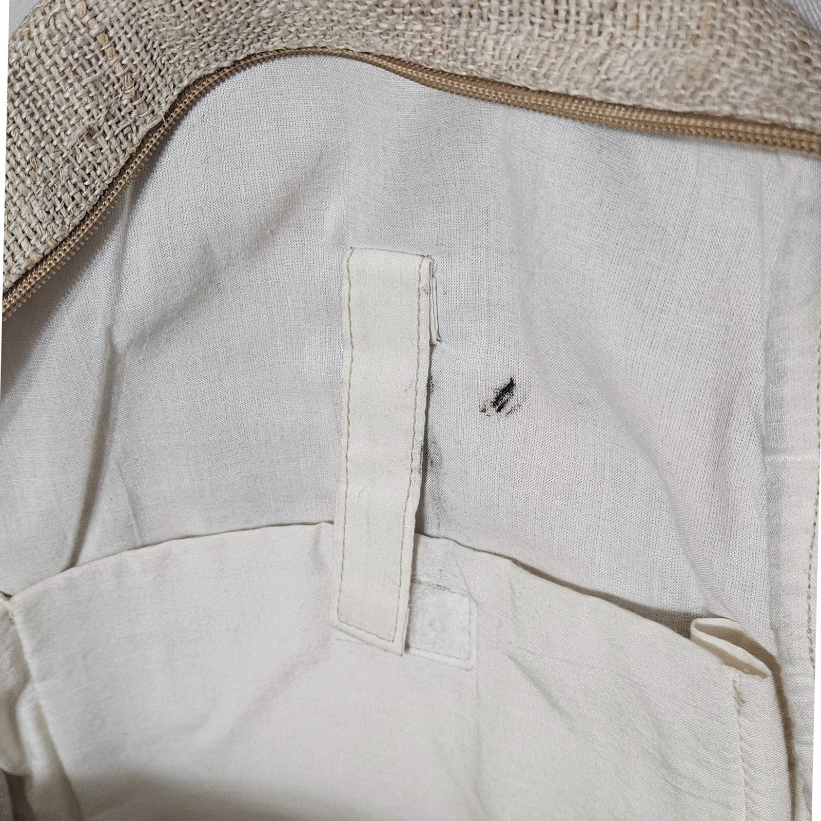 Tan Striped Handmade Pure Hemp THC FREE Laptop Holder Four Pocket Backpack