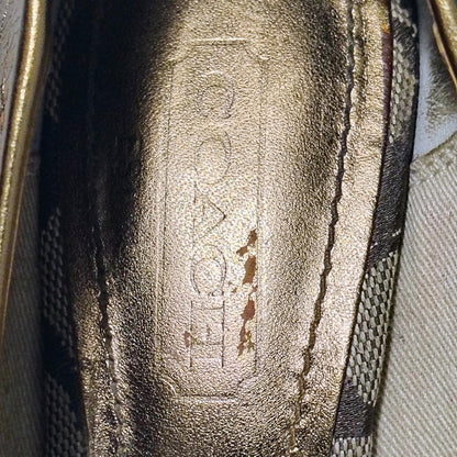 1980s Coach Bronze Crackle Leather Jute Wedge Hee Ireland Bow Espadrille Size 7 [Vintage]