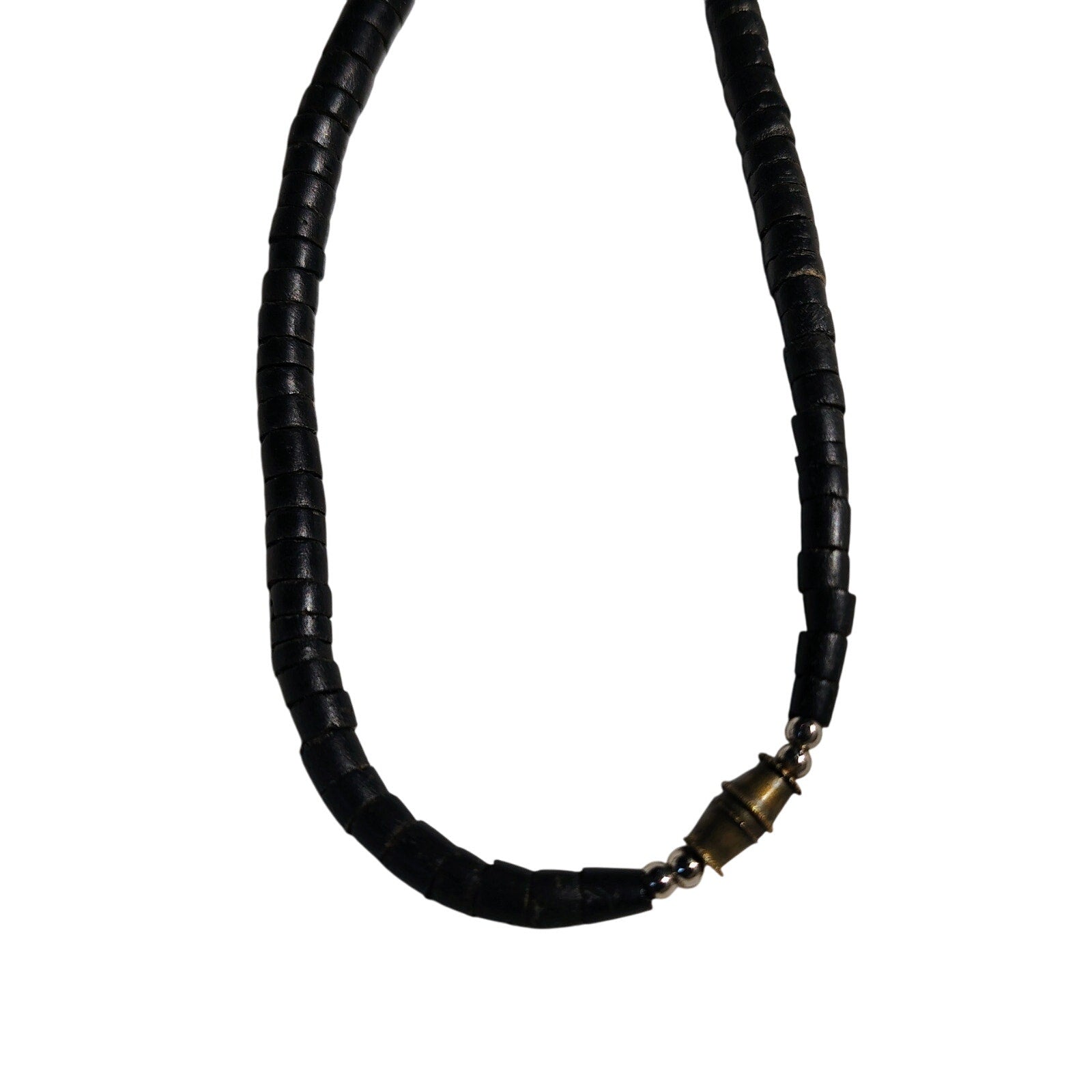 Brown Wood Beads Tribal Cultural Jewelry Single Strand Long Unisex Necklace