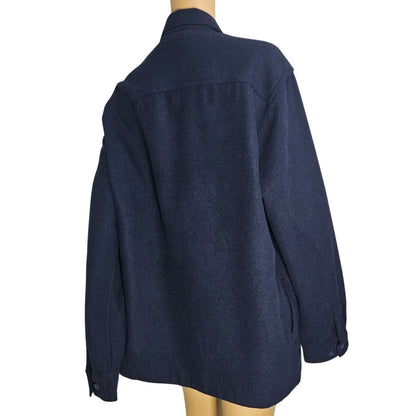 Blue Wool Christian Lacroix Long Sleeve Button Up Folded Collar Shirt Size Large