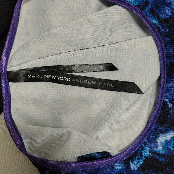 MARC NEW YORK Blue Purple Abstract Bodycon Sleeveless Midi Shift Dress Size 6