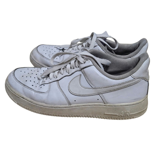 Nike Air Force 1 07 Triple White Lace Up Sneakers Tennis Used Size Men's US 12