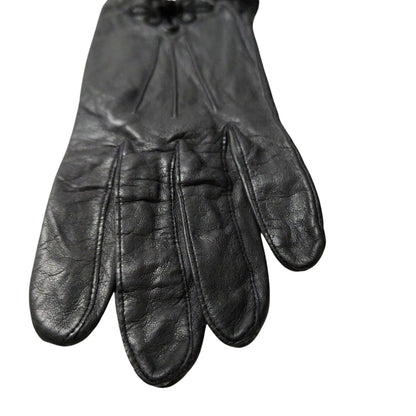 Vintage Anne Klein Aris Black Soft Leather Frog Closure Gloves Size Large Womens