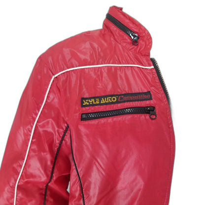80s Vintage Style Auto Zip Up Nylon Red Light Weight Racer Jacket Size Small