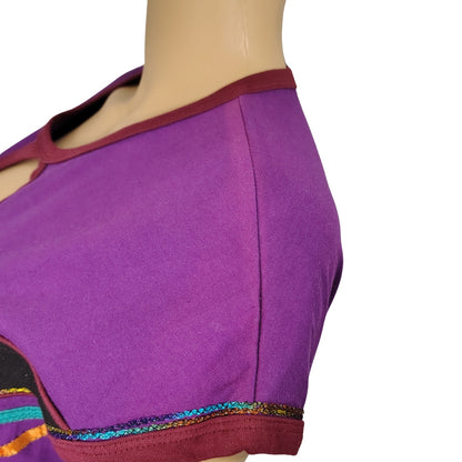 Purple Rising International A Line Midi Dress Mixed Applique Details Two Pockets