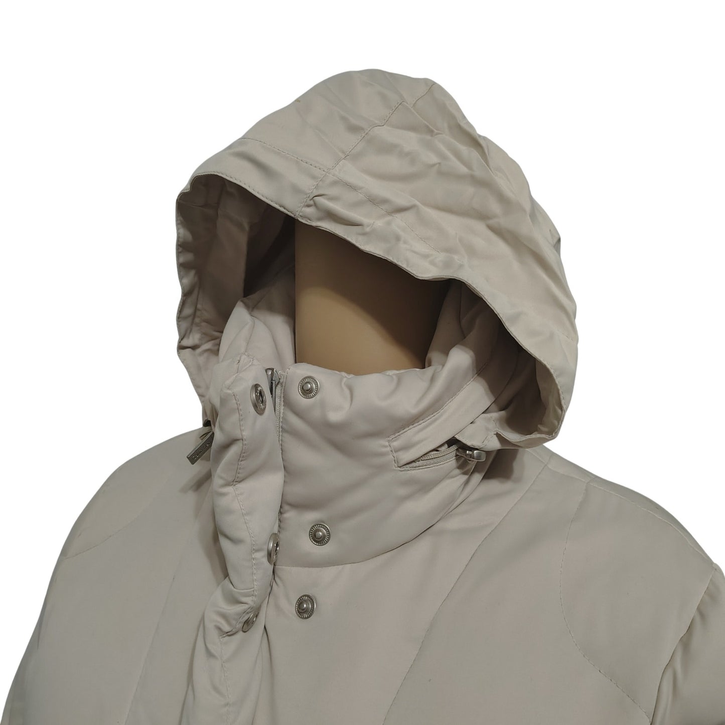 Calvin Klein Beige Performance Women's Puffer Coat Jacket Rollaway Hood Size Medium