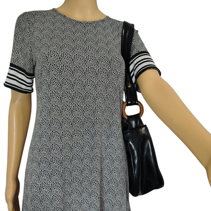 Michael Kors Short Sleeve Black White Midi Sheath Dress Stripes Size Small