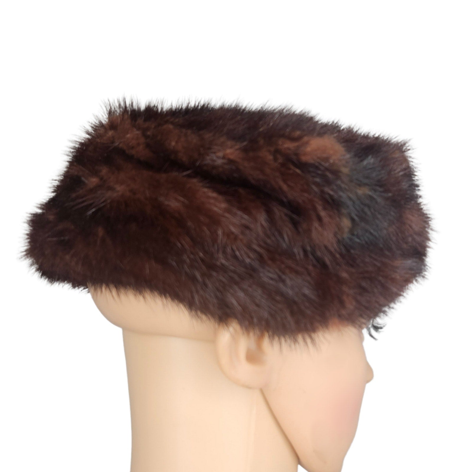 1950s Genuine Mink Fur Chestnut Dark Brown Livingston Bros Ladies Cloche Hat [Vintage]