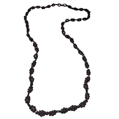 Rhodolite Garnet Round Clusters Diamond Beaded Gemstone  Opera Necklace 36"