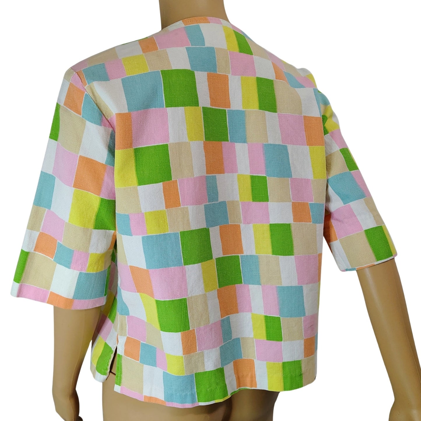 60s Alfred Paquette Mod Square Box Cut Style Blazer Light Jacket Cover Up Size S [Vintage]