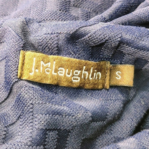 J. McLaughlin Swing Dress in Knot Print Jacquard Short Sleeve Navy Blue Size Small