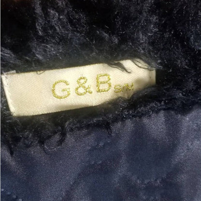 1990s Long Black Faux Sheep Fur Box Cut Zip Up Coat Nearly New Size Small Medium [Vintage]