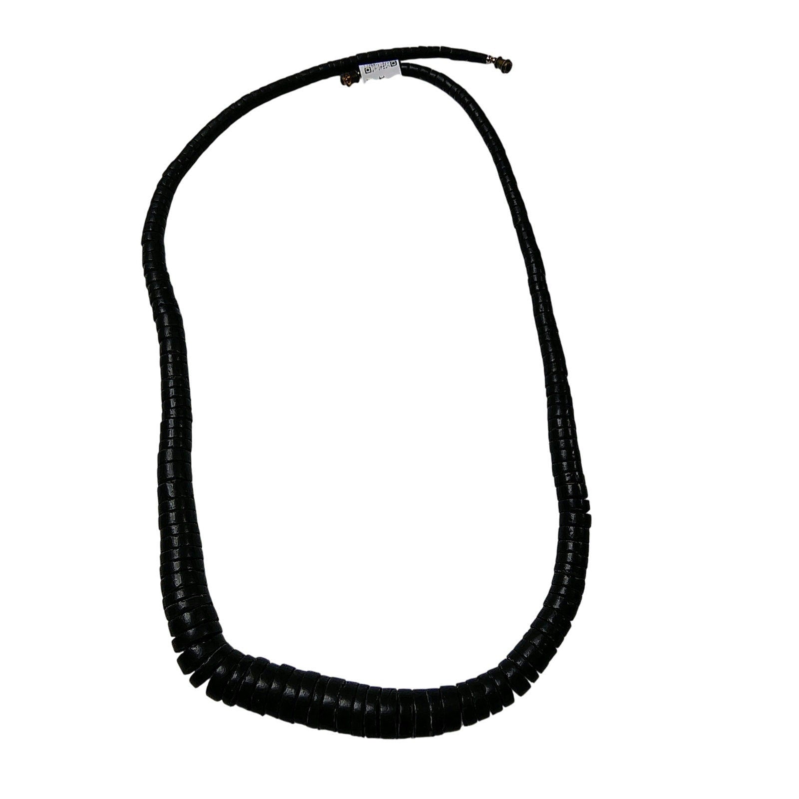 Brown Wood Beads Tribal Cultural Jewelry Single Strand Long Unisex Necklace