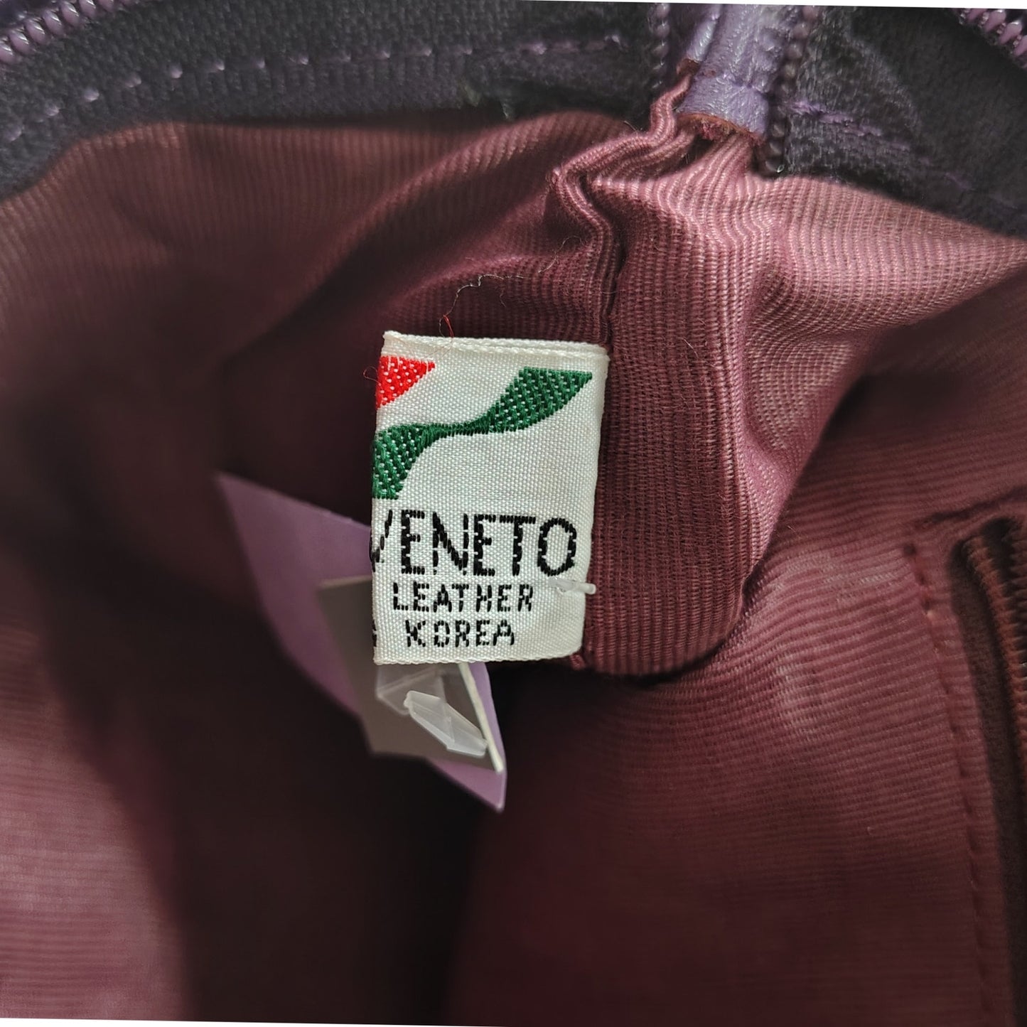 1980s Borsa Veneto Purple Genuine Leather Clutch Handbag Wristlet Top Zip Bag [Vintage]