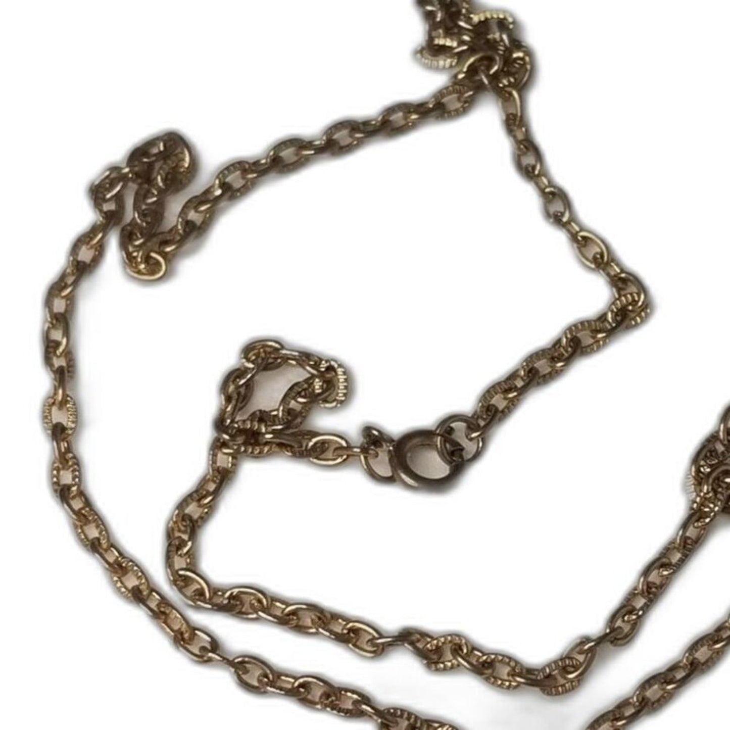 80s Vintage Art Deco Cut Out Tear Drop Shaped Brown Black Pendant Chain Necklace