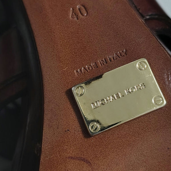 Michael Kors Collection Extreme Strap Brown Leather Platform Gladiator Size 9.5