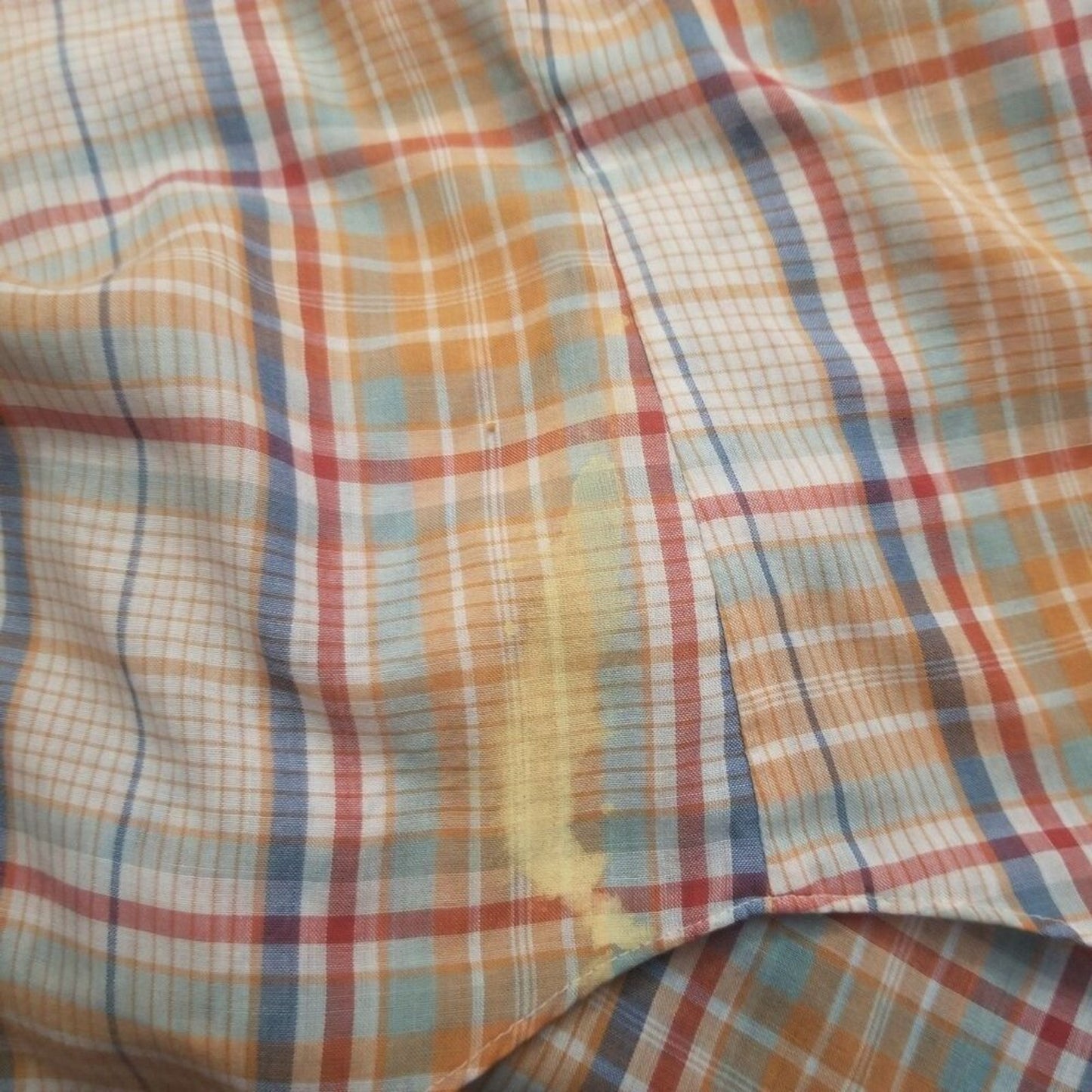 1970s Levi's Western Cowboy Button Up Shirt Big E White Tab Plaid Size Medium [Vintage]