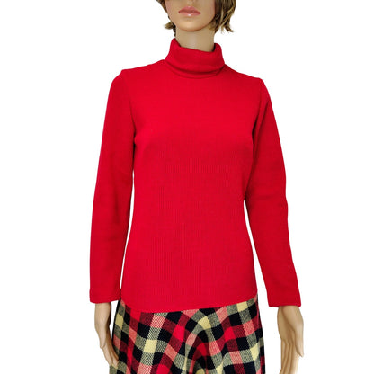 1960s Mod Wool Blend Drop Waist Plaid Skirt Dress Belted Long Sleeve Size 8 Regular [Vintage]