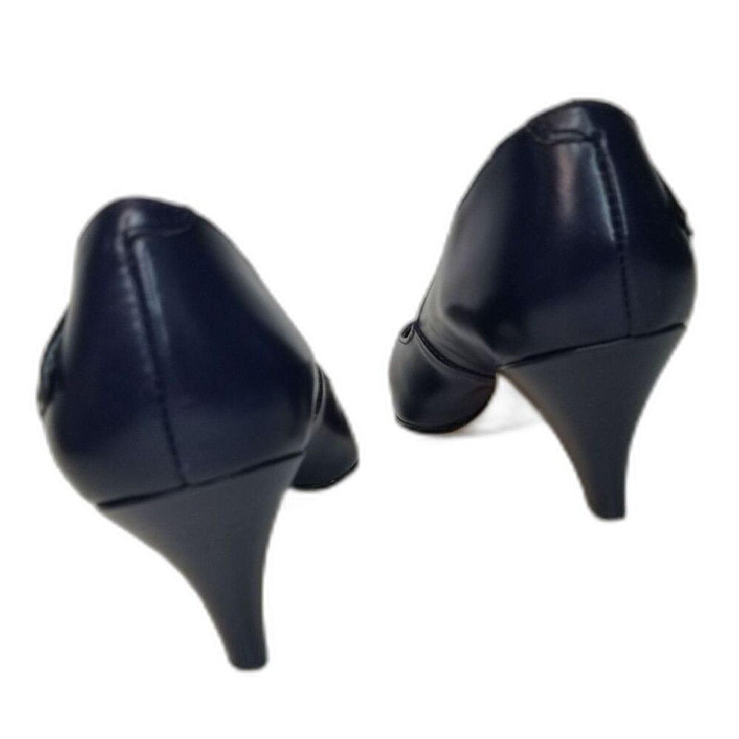 1980s Blue Leather Pump Heels Round Pointy Toe Size 6.5 Gently Used [Vintage]