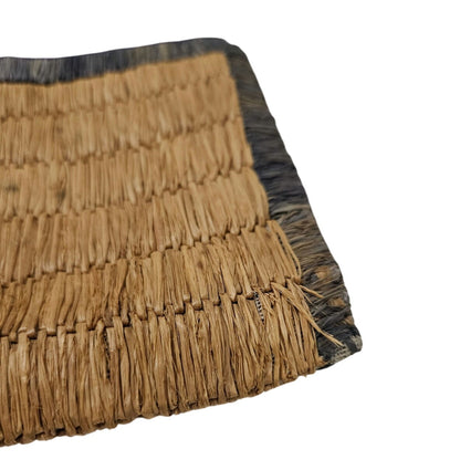 1940s Handwoven Grass Clutch Wallet Bag Floral Motiff Gently Used 8 x 6 Inch