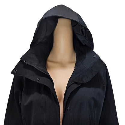 Patagonia Black Zip Up Long Winter Lined Jacket with Hoodie Size Small Womens
