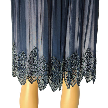 100% Silk Adrianna Papell Evening Formal Semi-Formal Dress Beaded Tank Top SZ 8P