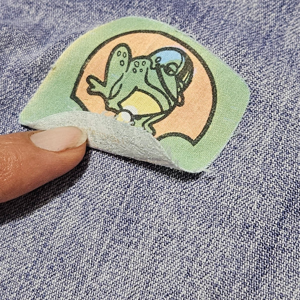 70s Love n Stuff Blue Bell Bottom Low Rise Jeans Butterfly Flower Patch Size 28 [Vintage]