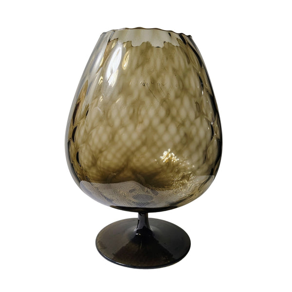 1950s Rare Black Glass MCM Mid-Century Modern Huge Base Optical Vase Empoli Italy [Vintage]