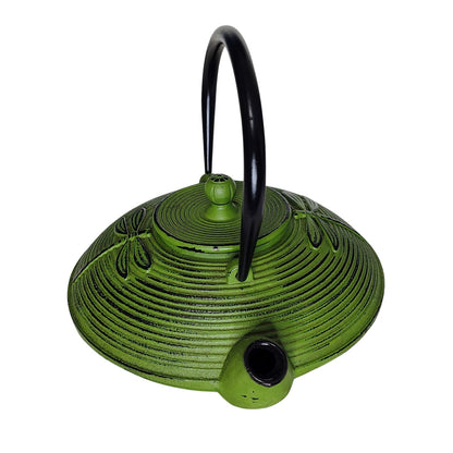 Dragonfly Teapot Green 770ml Low Profile Cast Iron Teapot Heavy Cast Iron