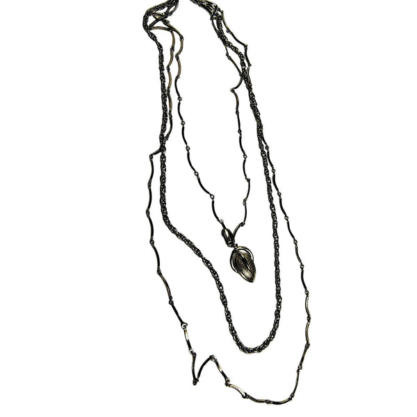 Vintage Layered Multi-chain Leaf Pendant Chain Link Necklace Victorian Style