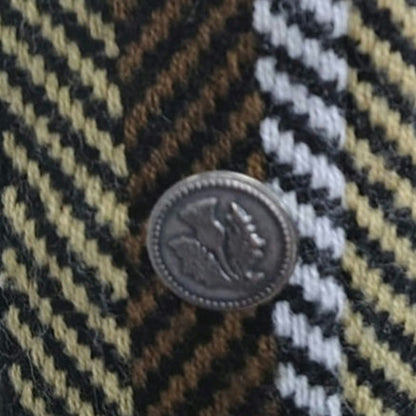 70s Striped Tread Design Fitted Single Breasted Blazer Outside Pockets SZ Small
