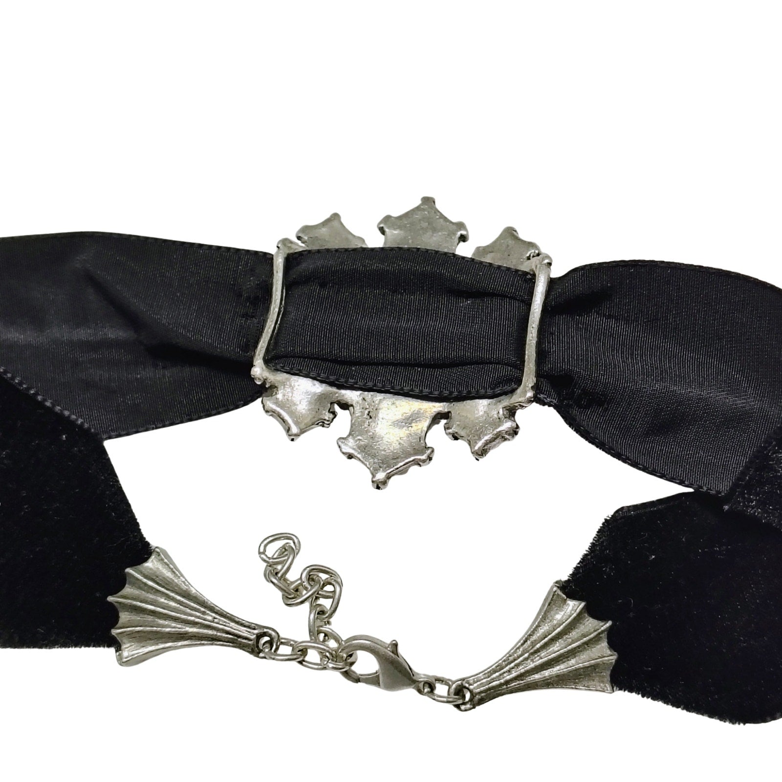 Alchemy Gothic Swarovski Crystals Purple Enamel Black Velvet Ribbon Band Choker