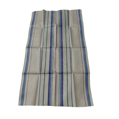 40s 50s Pure Linen Striped Tea Towel Unused French Tea Towel Stripes on Cream