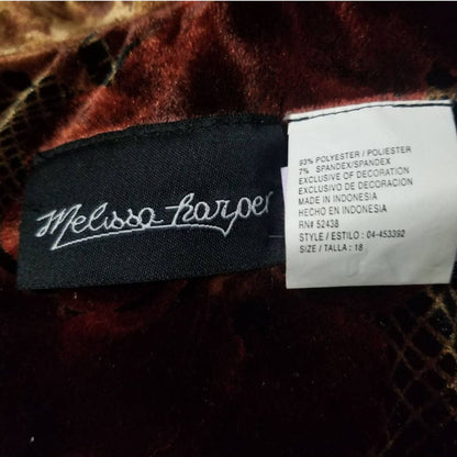 Stretch Velvet Floral Blazer Frog Closures Shoulder Pads Velour Soft Size 18