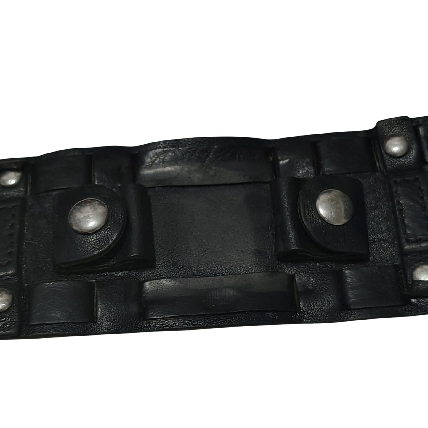 1990s Black genuine leather cuff-style Fossil Watch Band "Bund" strap or "cuff" [Vintage]